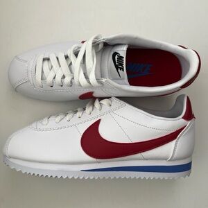 Nike Classic Original Cortez Leather Red White Blue Women's Sneakers Shoes 5.5